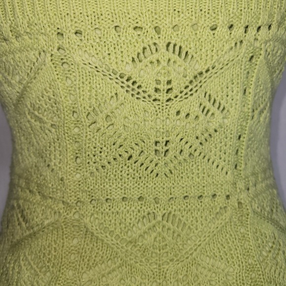 Freshman1996 Lime Green Crochet Knit Sheath Dress Mini Length Size S - Picture 3 of 4